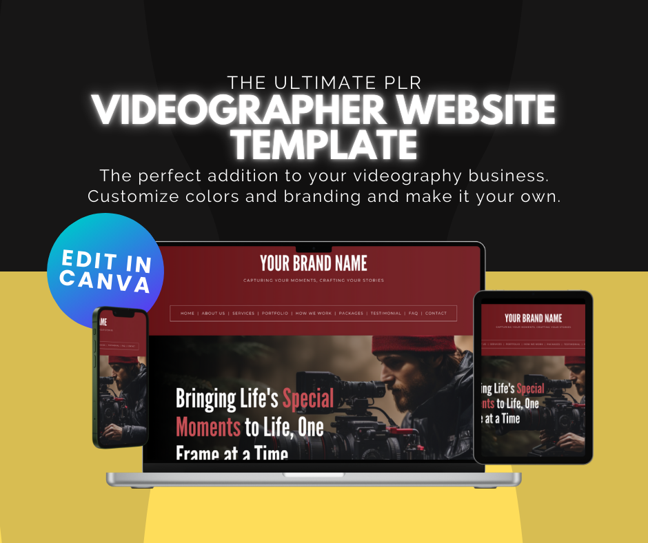 PLR Customizable Videographer Website Template