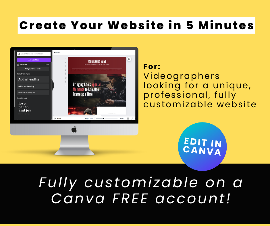 PLR Customizable Videographer Website Template