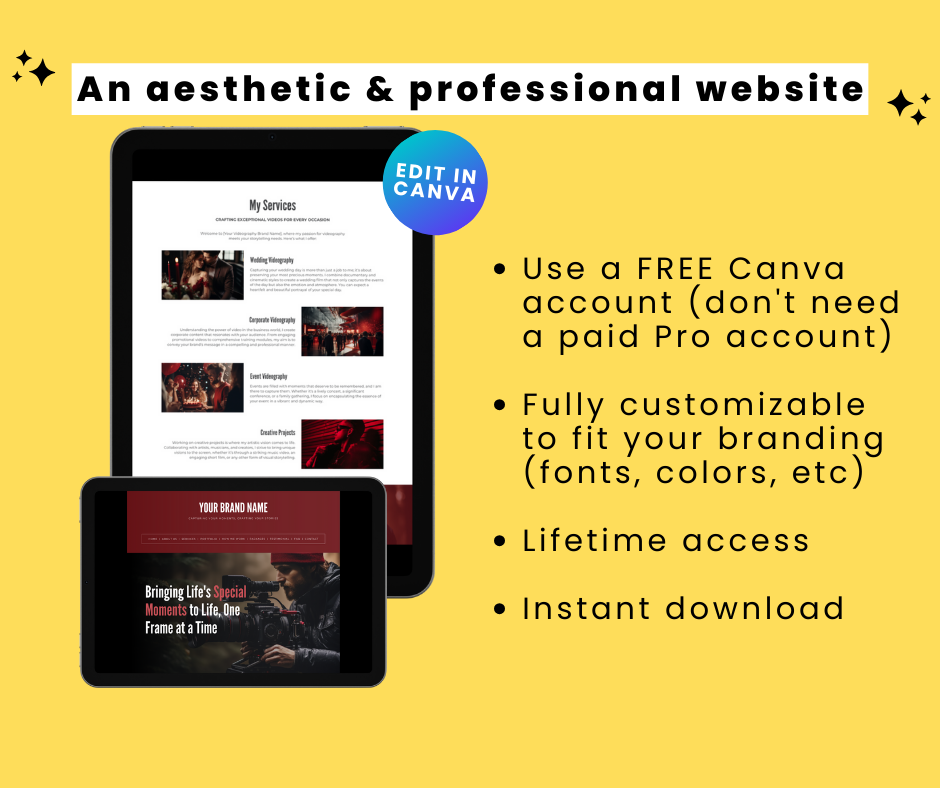 PLR Customizable Videographer Website Template